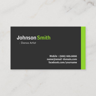 Dance Artist - Modern Minimalist Green Business Card