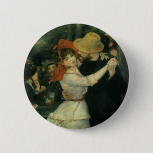 Dance at Bougival by Pierre Renoir, Vintage Art 6 Cm Round Badge