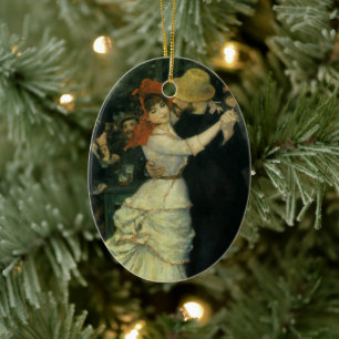 Dance at Bougival by Pierre Renoir, Vintage Art Ceramic Ornament
