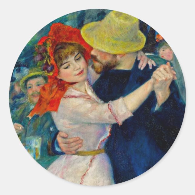 Dance at Bougival Pierre Renoir Classic Round Sticker (Front)
