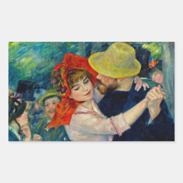 Dance at Bougival Pierre Renoir Rectangular Sticker (Front)