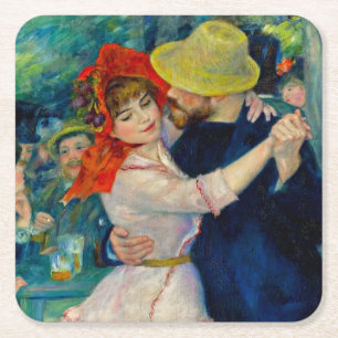 Dance at Bougival Pierre Renoir Square Paper Coaster