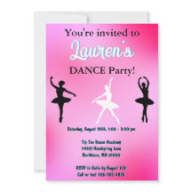 Dance Ballerina Birthday Party Invitation