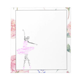 Dance Ballerina  | Rose Watercolor Border Notepad