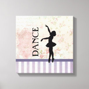 Dance - Ballerina Silhouette Vintage Background Canvas Print