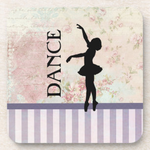 Dance - Ballerina Silhouette Vintage Background Coaster