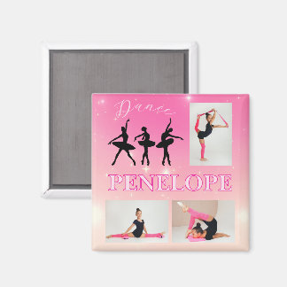 Dance Ballet Pink Gradient 3 Photo Personalised Magnet
