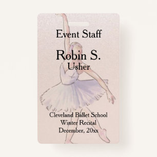 Dance Ballet Recital Event Badge ID Badge