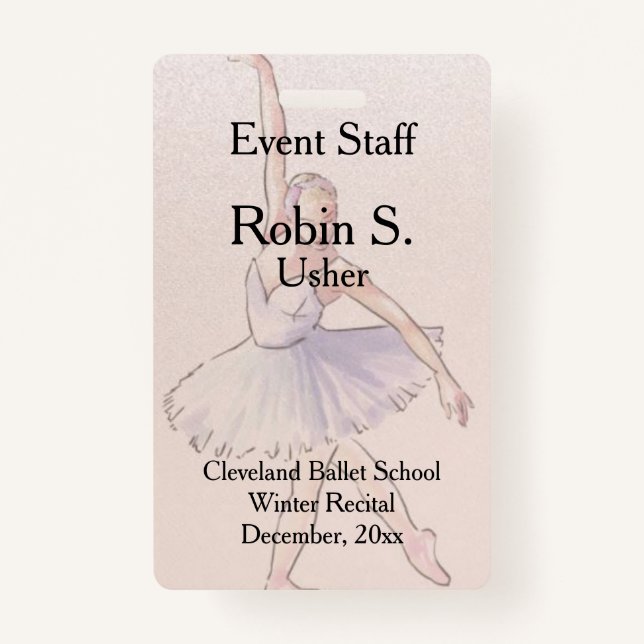 Dance Ballet Recital  Event  Badge ID Badge (Front)
