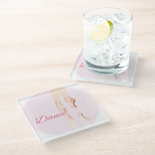 Dance Ballet Slippers Glass Coaster (Angled)