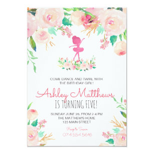 Dance birthday, ballerina, birthday invitation