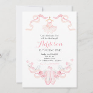Dance birthday, ballerina, birthday invitation