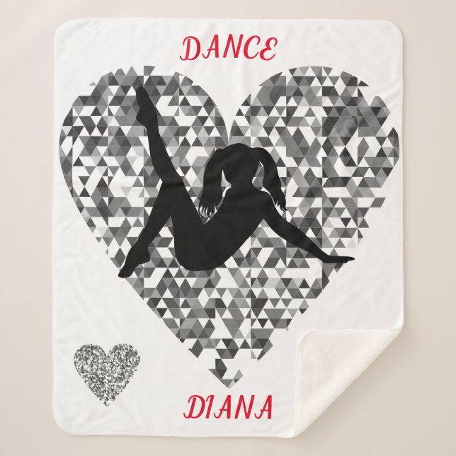 Dance blanket with sparkling silver heart. (Front)