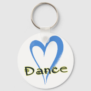 Dance blue heart key ring