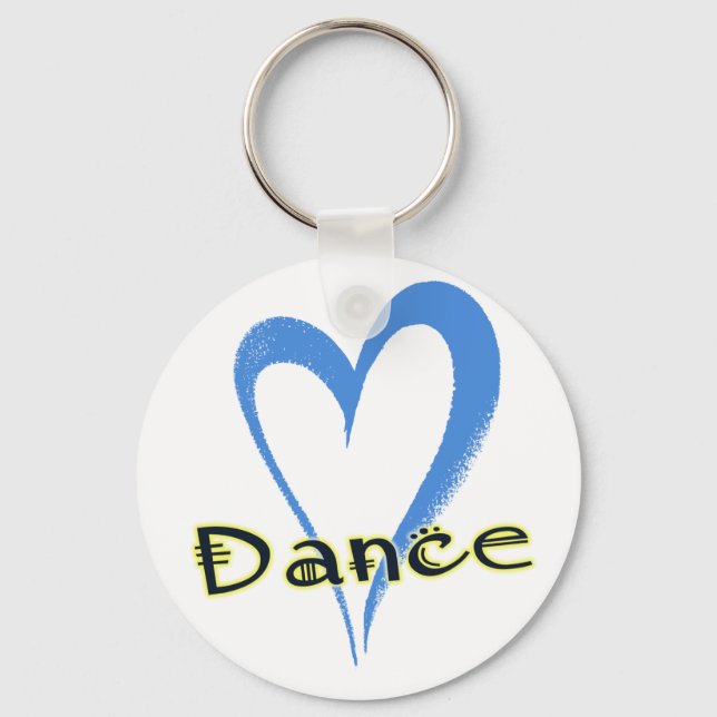 Dance blue heart key ring (Front)