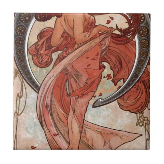 Dance by Alphonse Mucha Ceramic Tile (Front)