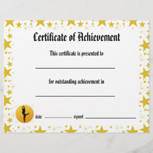 Dance Certificate of Achievement - Stars Lyrical