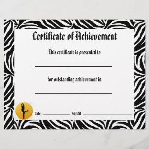 Dance Certificate of Achievement -Zebra Lyrical