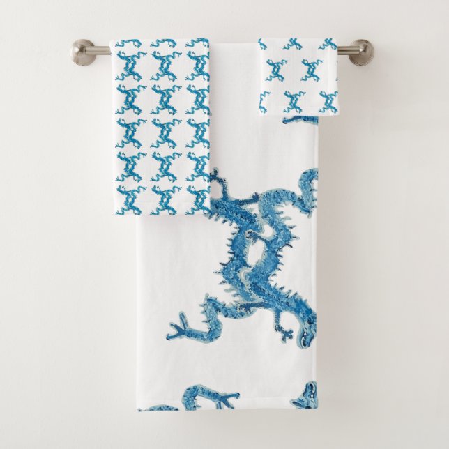 Dance Chinese Blue Dragon CC Bath Towel Set  (Insitu)
