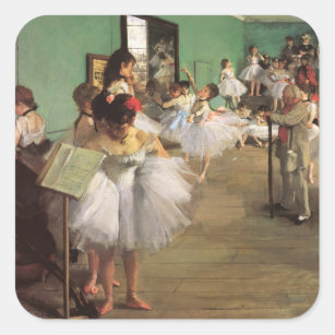 Dance Class by Degas, Vintage Impressionism Ballet Square Sticker