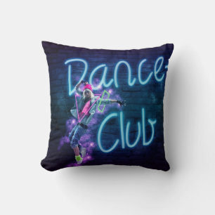 Dance Club Neon Sign Pillow