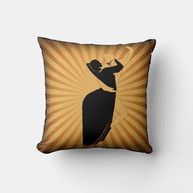 Dance Couple Tan And Black Throw Pillow (Front)
