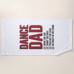 Dance Dad Checklist Vintage Engraving Design_1 Beach Towel