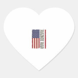 Dance Dad Patriotic Vintage Flag Shirt Design_1 Heart Sticker
