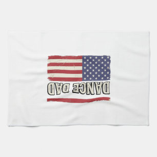 Dance Dad Patriotic Vintage Flag Shirt Design_1 Tea Towel