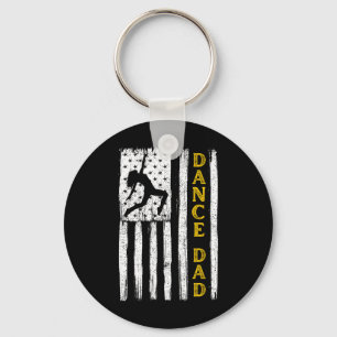 Dance Dad Yellow Cheerleading Flag Key Ring