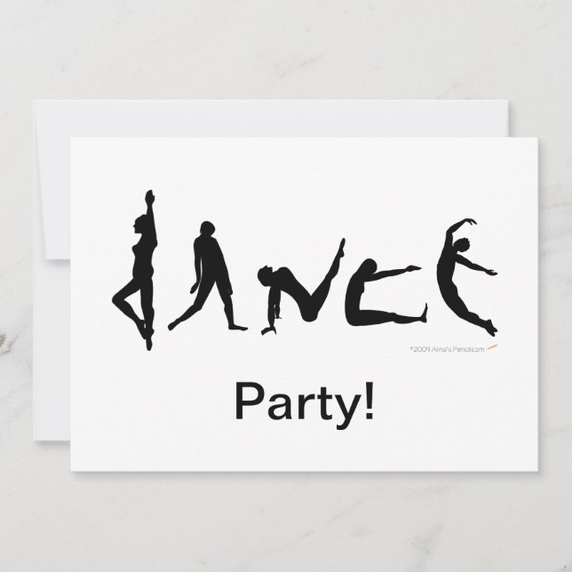 Dance Dancing Silhouette Design Invitation (Front)