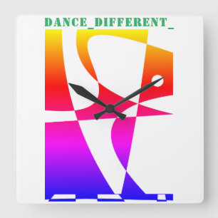 DANCE_DIFFERENT_ Rainbow Square Wall Clock
