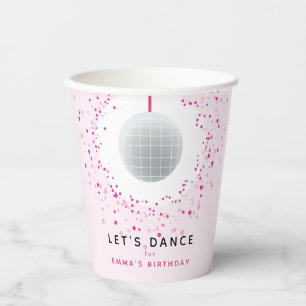 Dance Disco Ball Party Custom Pink Black Party Paper Cups