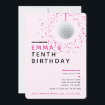 Dance Disco Ball Retro Birthday Pink Black Party Invitation<br><div class="desc">Celebrate your sweet one with this fun and modern party invitation featuring a disco ball. In shades of pink and black - this invitation is perfect for adult or kid celebration. All text is customisable. Part of a collection from Parcel Studios.</div>