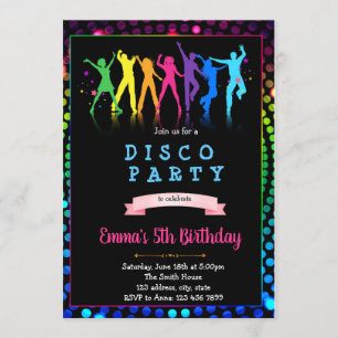 Dance disco birthday party invitation