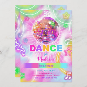 Dance Disco Party Neon Glow Invitation