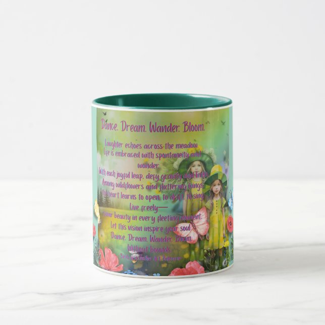  Dance. Dream. Wander. Bloom. — Inspirational Butt Mug (Center)