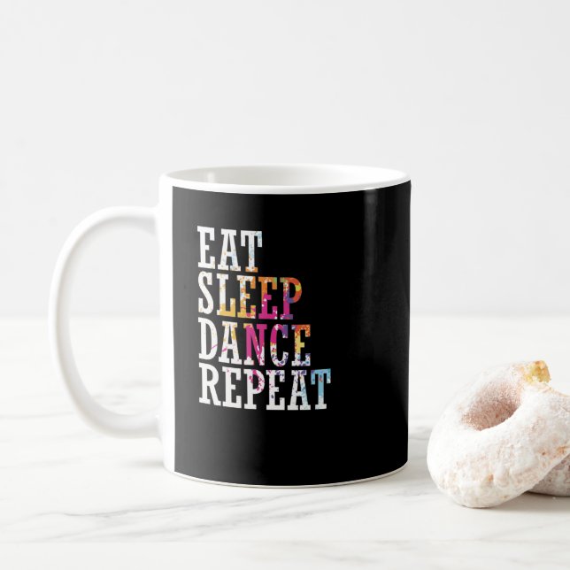 dance "Eat Sleep Dance Repeat" Coffee Mug (With Donut)