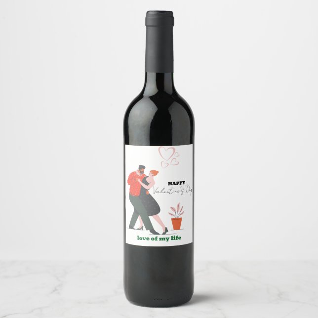 Dance Figure Valentine's Day Wine Label (Front)