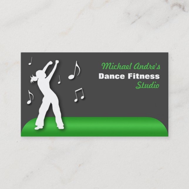 Dance Fitness Green Business Cards (Front)