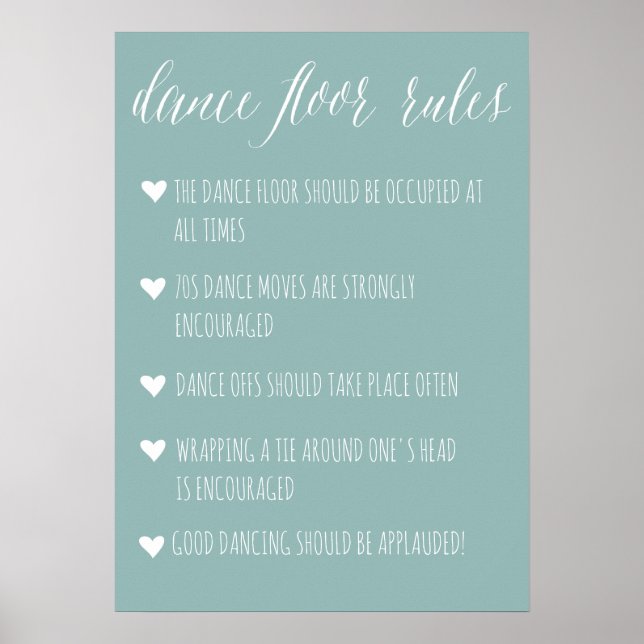 Dance Floor Rules sign | Editable colour fun sign (Front)