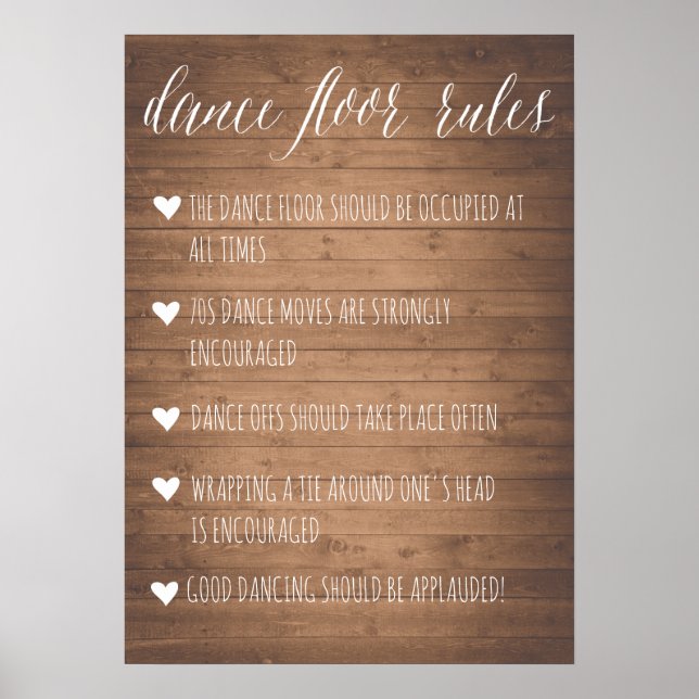 Dance Floor Rules sign | Rustic fun sign (Front)