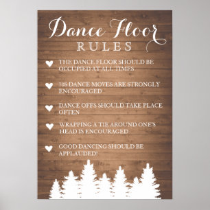 Dance Floor Rules wedding   Pine tree fun sign