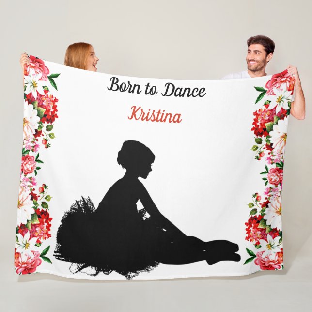 Dance Floral "Born to Dance" Personalised Fleece Blanket (In Situ)