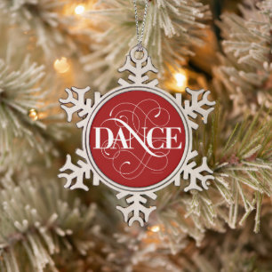 Dance Flourish Snowflake Pewter Christmas Ornament