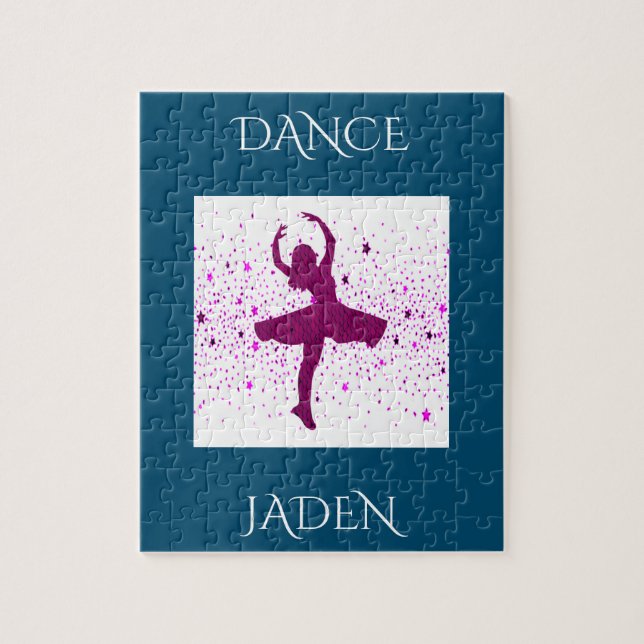 DANCE girls puzzle with personalised name. (Vertical)