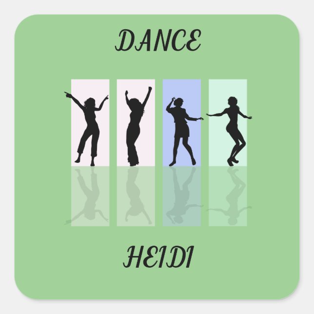 Dance glossy stickers. Personalised name. Square Sticker (Front)