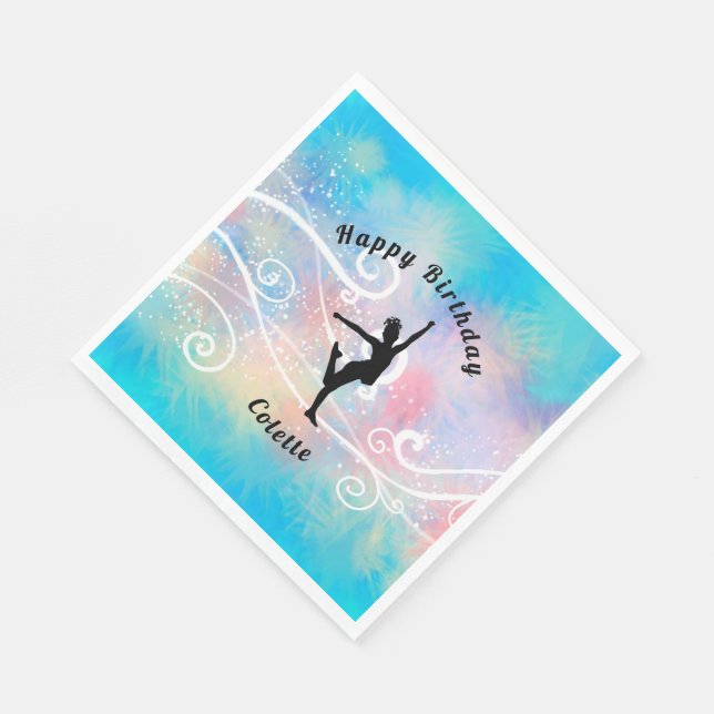 Dance Happy Birthday Custom Swirl Napkin (Corner)