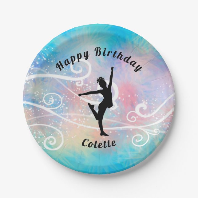Dance Happy Birthday Custom Swirl Paper Plate (Front)