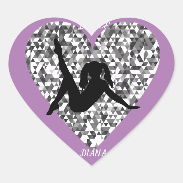 Dance heart stickers personalised. (Front)